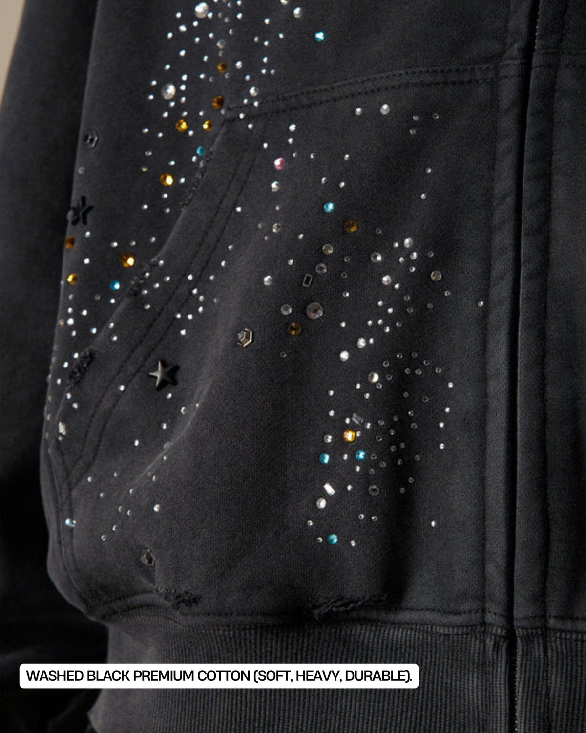 Rhinestone Zip-Through hoodie