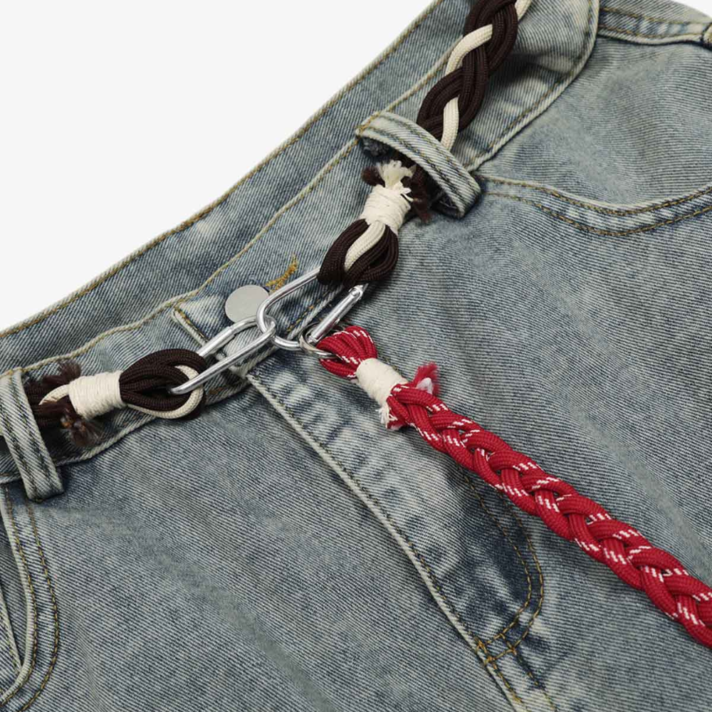 Retro Patchwork Barrel Jeans - Black