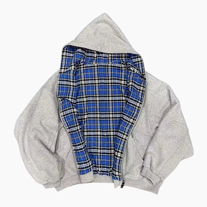 Checkered Inside Out Zipper - Red