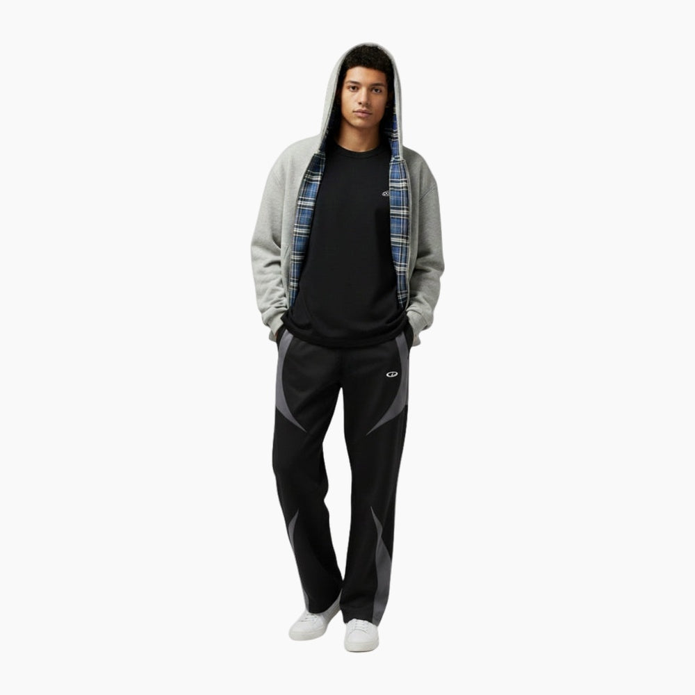 Checkered Inside Out Zipper - Black