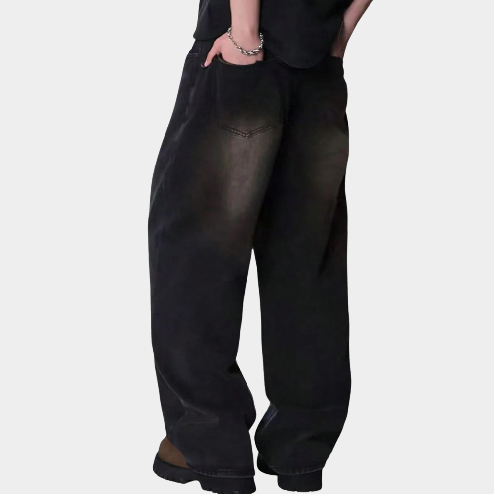 Wide Leg Jeans Black - Nostalgic Blue